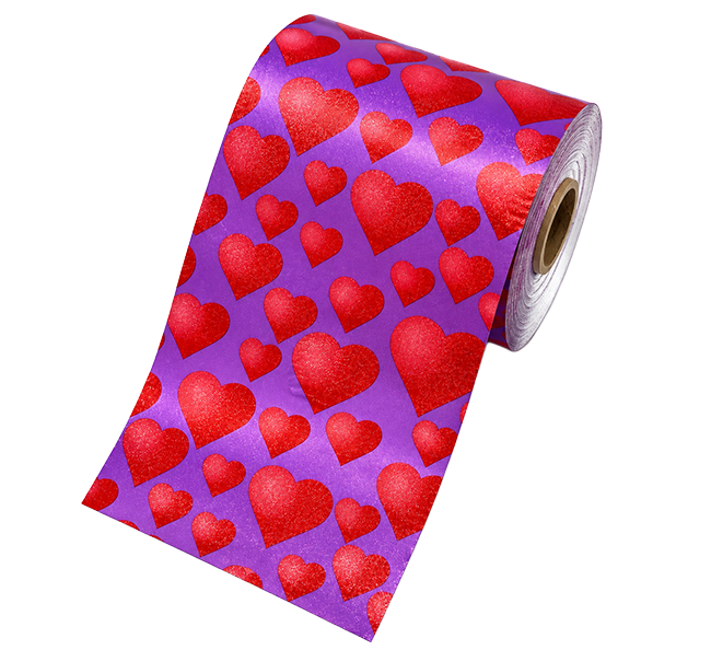Rol Happy Foils Sweet Hearts haarfolie met rode hartjes op paars